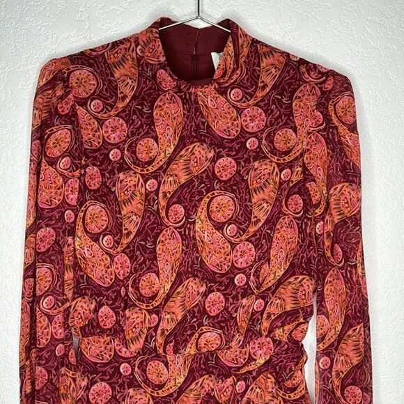 NWT Saloni Isa Ruffle Dress in Ruby Paisley Size 2 Revolve - Picture 4 of 14